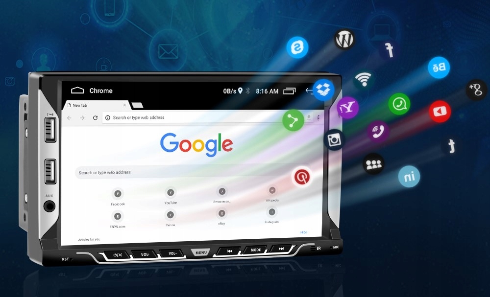 RADIO SAMOCHODOWE 2 DIN ANDROID GPS WIFI 7" KAMERA Radio informacja RDS pasmo AM pasmo FM