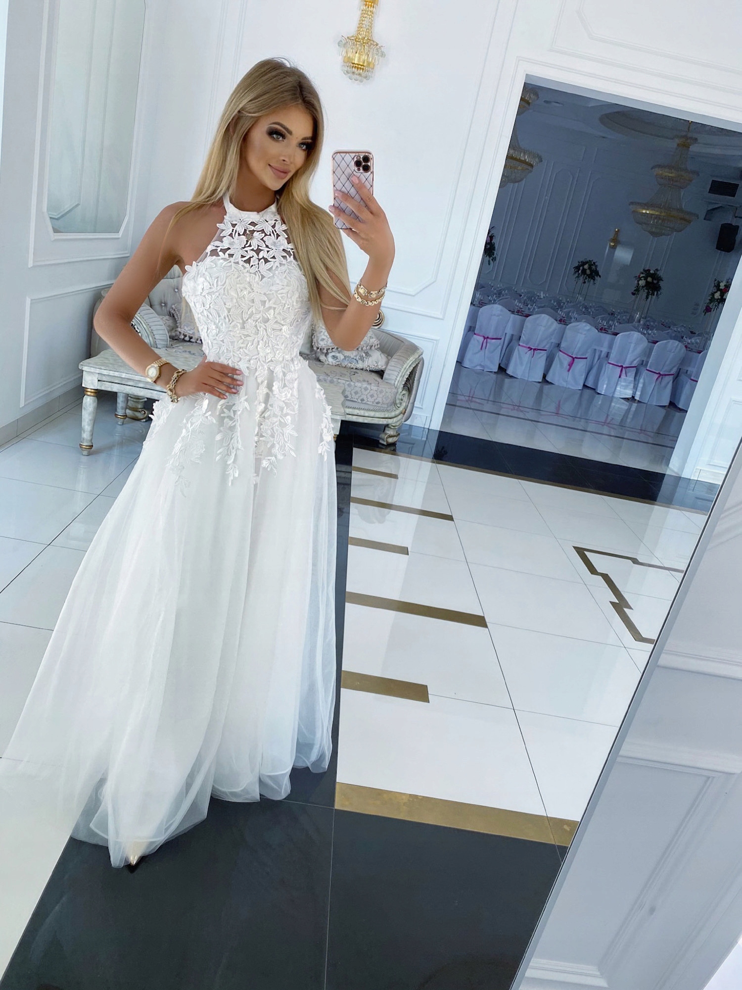 Dlouhé Šaty Šaty Lolita Bílé, Velikost 36 S