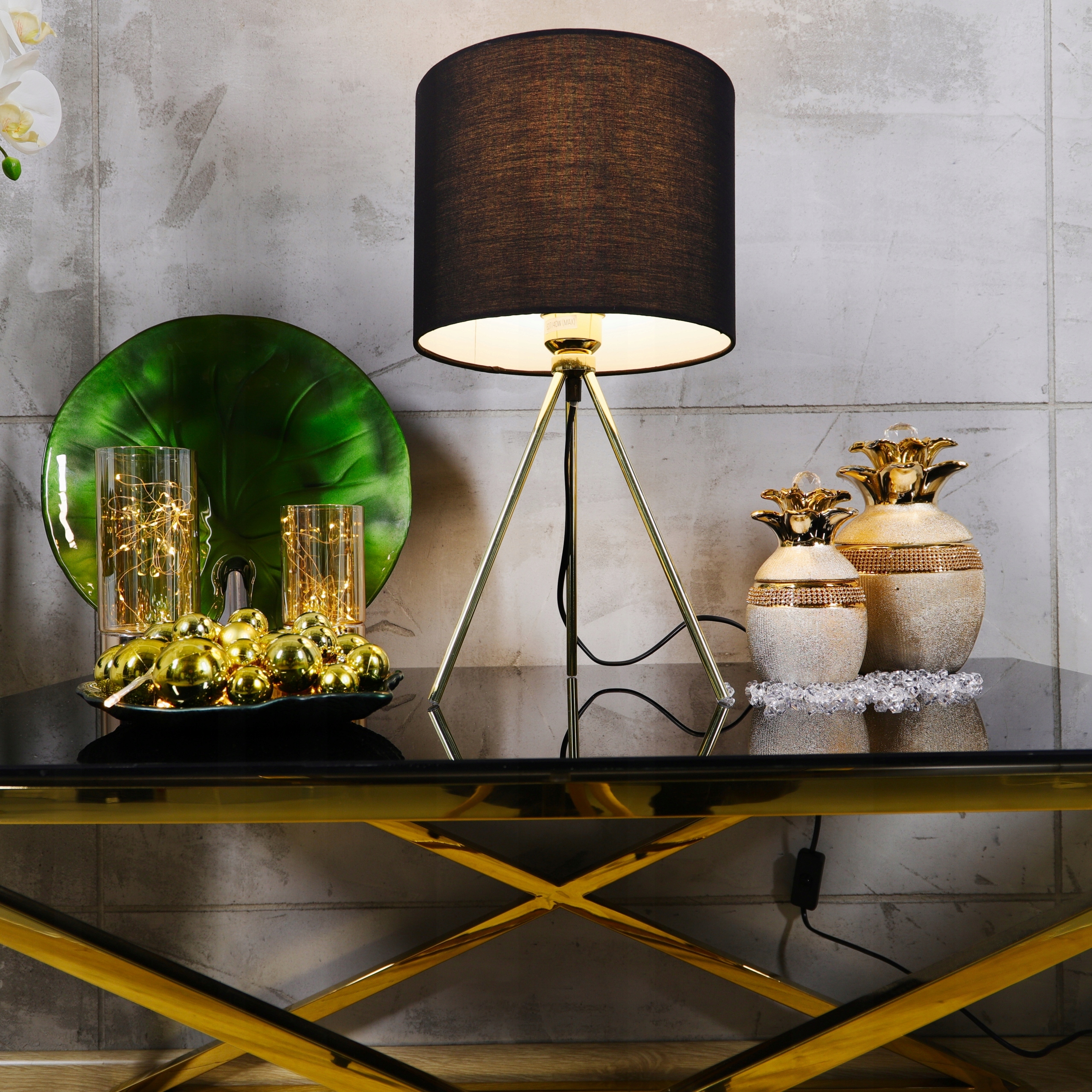 NOWOCZESNA LAMPKA NOCNA ZŁOTA LAMPA GLAMOUR Typ nocna stołowa