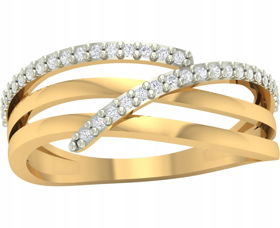 Prstýnek Ze Zlata Ryzosti 585, Proužky Zirkonů Jako Dárek