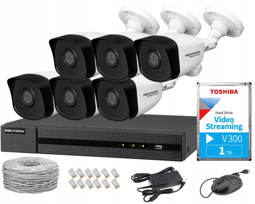 

Zestaw Monitoringu 6 Kamer Hikvision Ip 4MP H.265