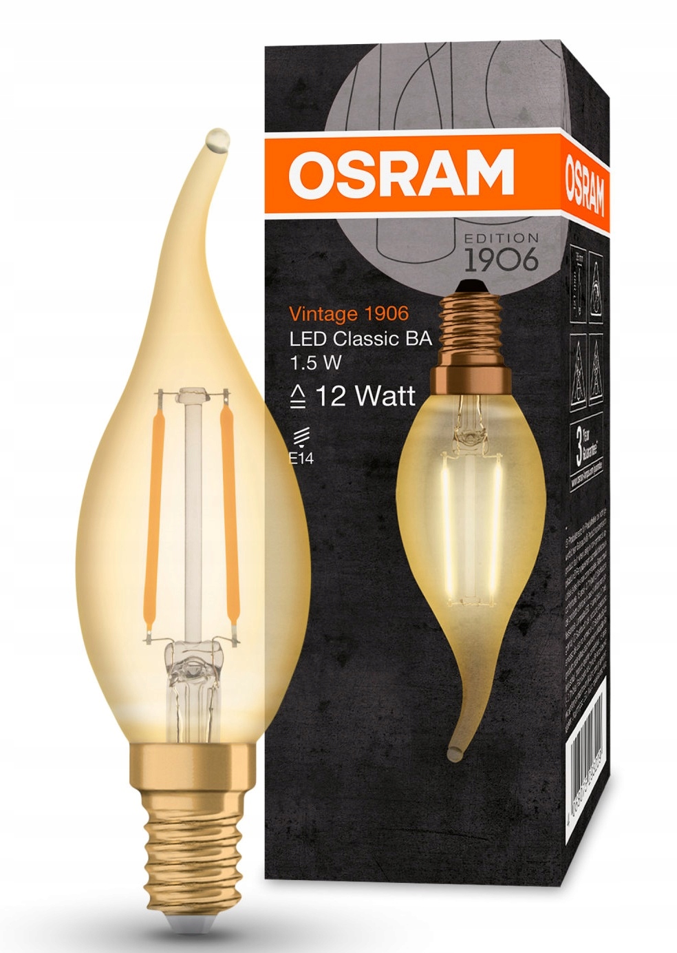 

Osram Led Vintage płomyk 1.5W 12W 2400K E14