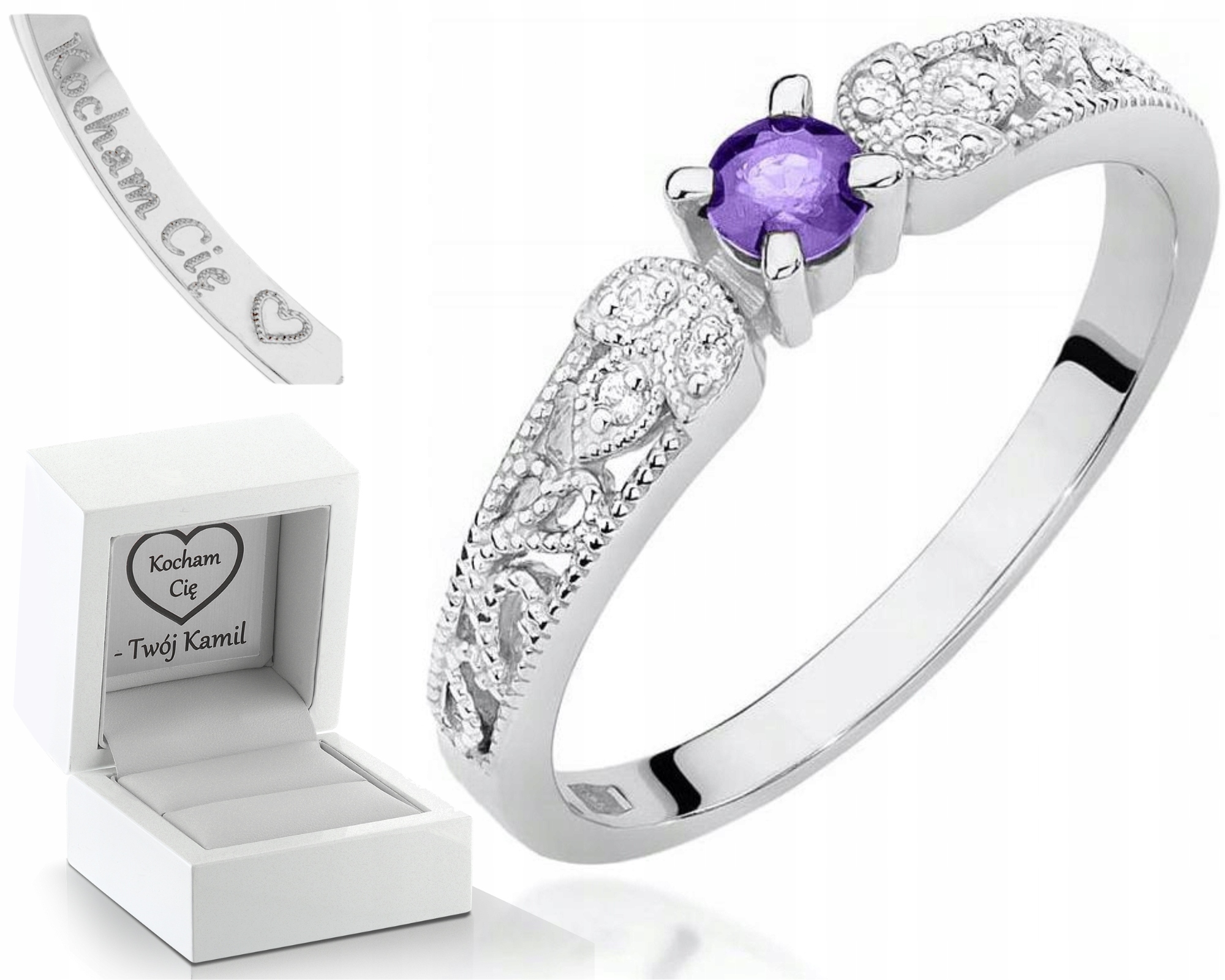 Prstýnek Tanzanit Bílé Zlato Gravírování Bonus 585