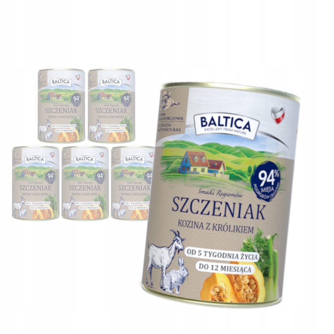 Baltica Kozina s králíkem 6x400g Bezobilné Vlhké Krmivo pro štěňata