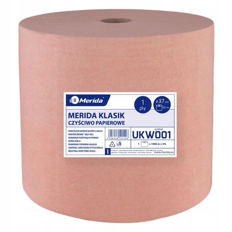 CZYŚCIWO PAPIEROWE KLASIK BRĄZOWE, 1-WARSTWOWE, ŚR. 37 CM, DŁ. 1000 M, ZGRZ