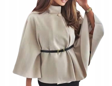 MD Béžová elegantní bunda sako kabát široké rukávy netopýr XXL