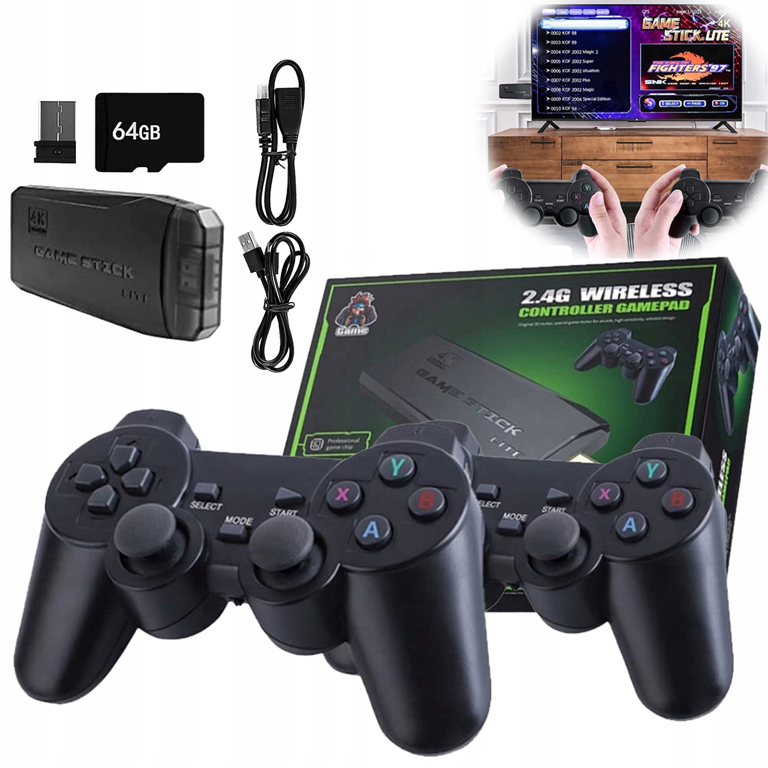 Retro Konzole 64GB 20000 Her Televizní Hra Hdmi 2 Bezdrátové Pady