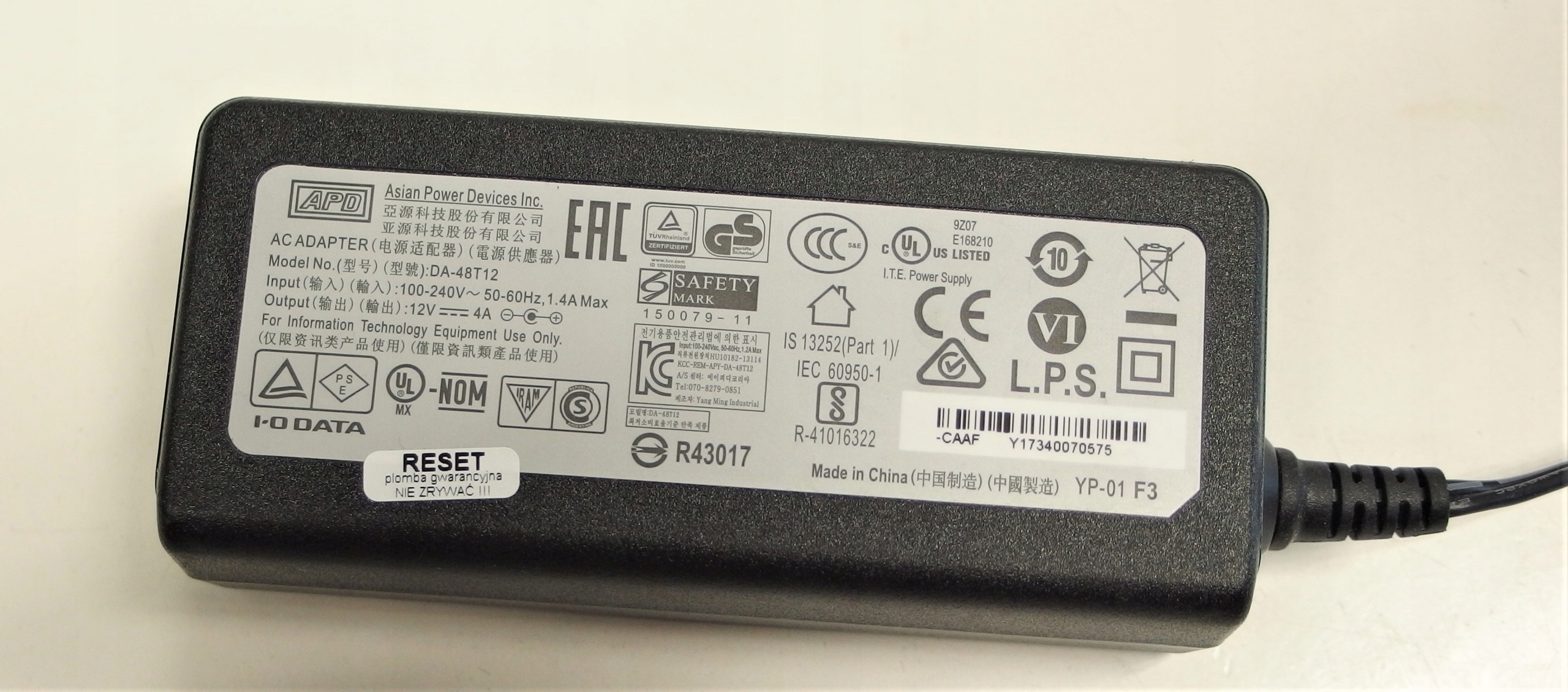 ORYGINALNY ZASILACZ APD DA-48T12 12V-4A FV Marka Inna