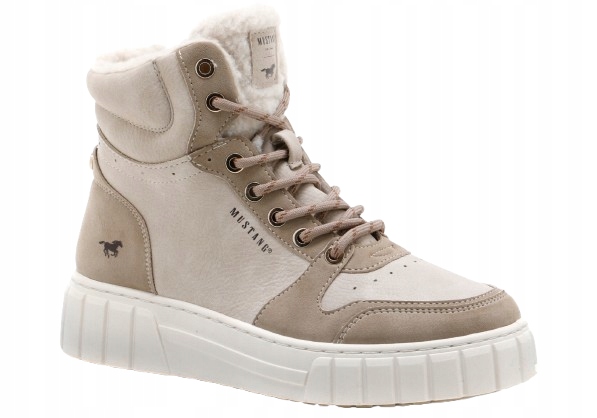 Mustang Dámské Sněhule Béžové S Šněrovacím Logem 41 6DA