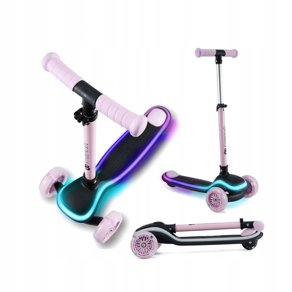 Kinderkraft Hulajnoga Trójkołowa Raket 2 Led ABEC-7 Składana Dla Dzieci 2+