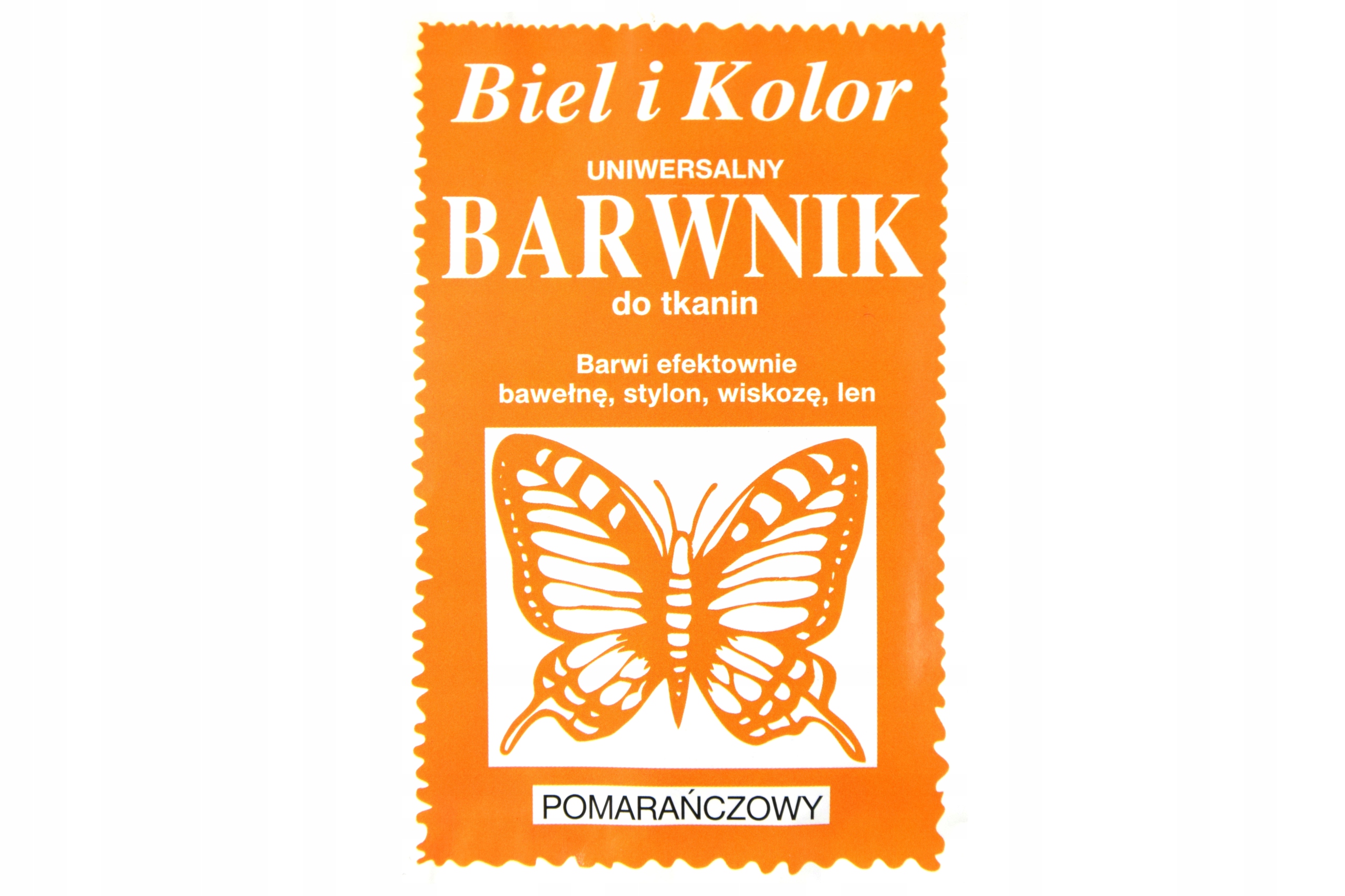 

Barwnik do tkanin Biel i kolor pomarańczowy