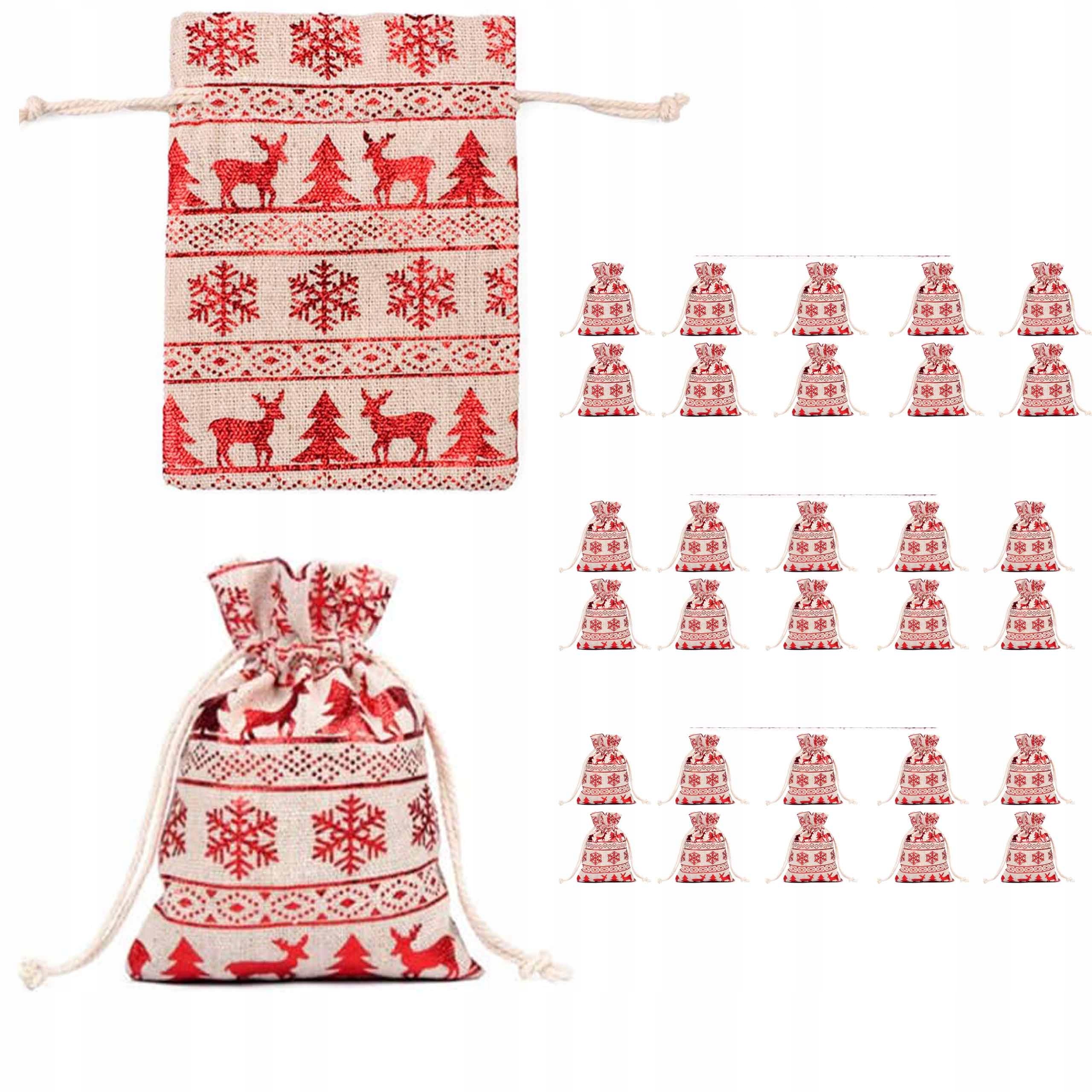 Sáček Sáčky Na Kalendář Adventní Dárky Vánoce Velký Set x30