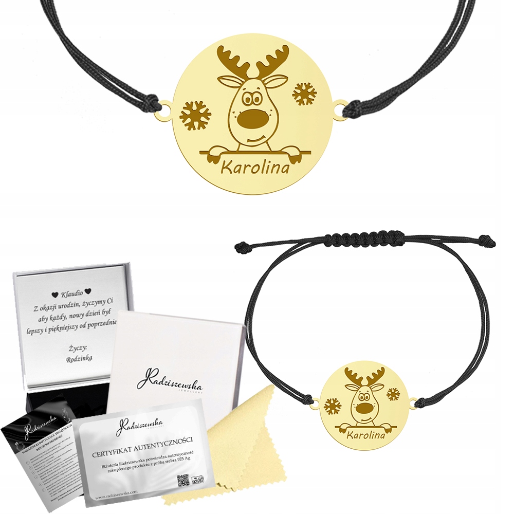 Zlatý Náramek S Sobíkem Personalizace Stříbro 925 Provázek Gravírování