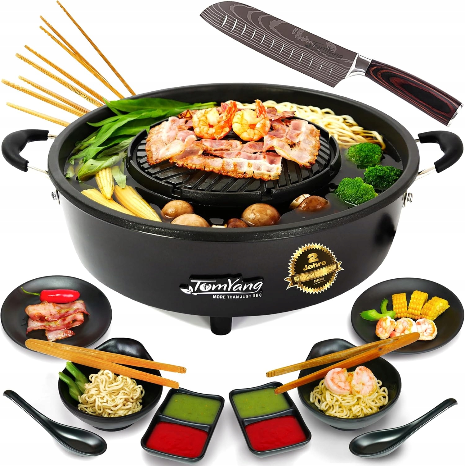 Grill elektryczny TomYang Hot Pot czarny 1800 W barbecue