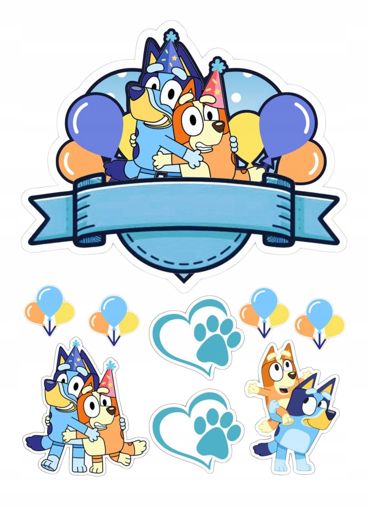 Wydruk na masie cukrowej Bluey pieski Imię