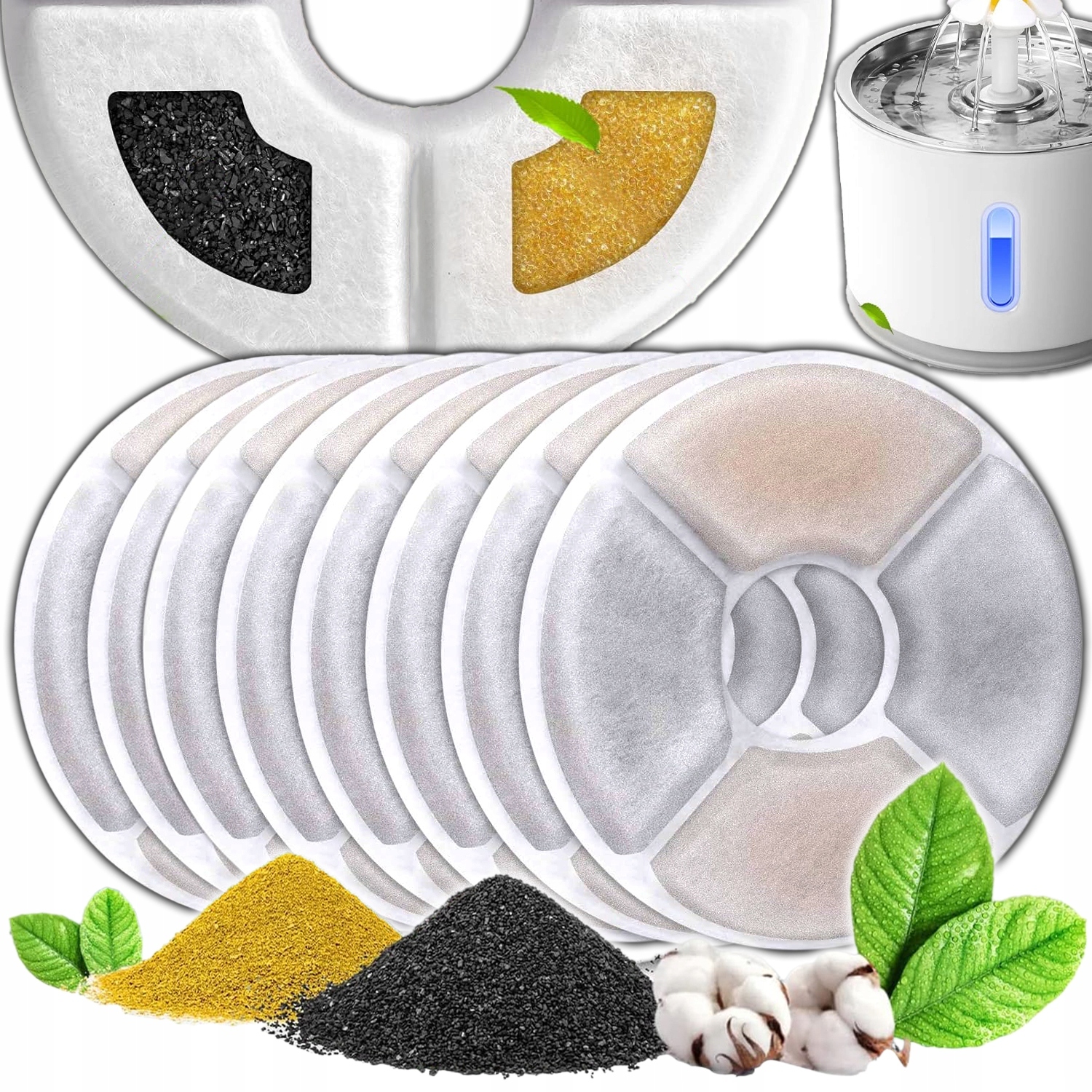 Levně Uhlíkový filtr pro napáječku a napáječku fontány pro kočky a psa, který čistí vodu, 10ks