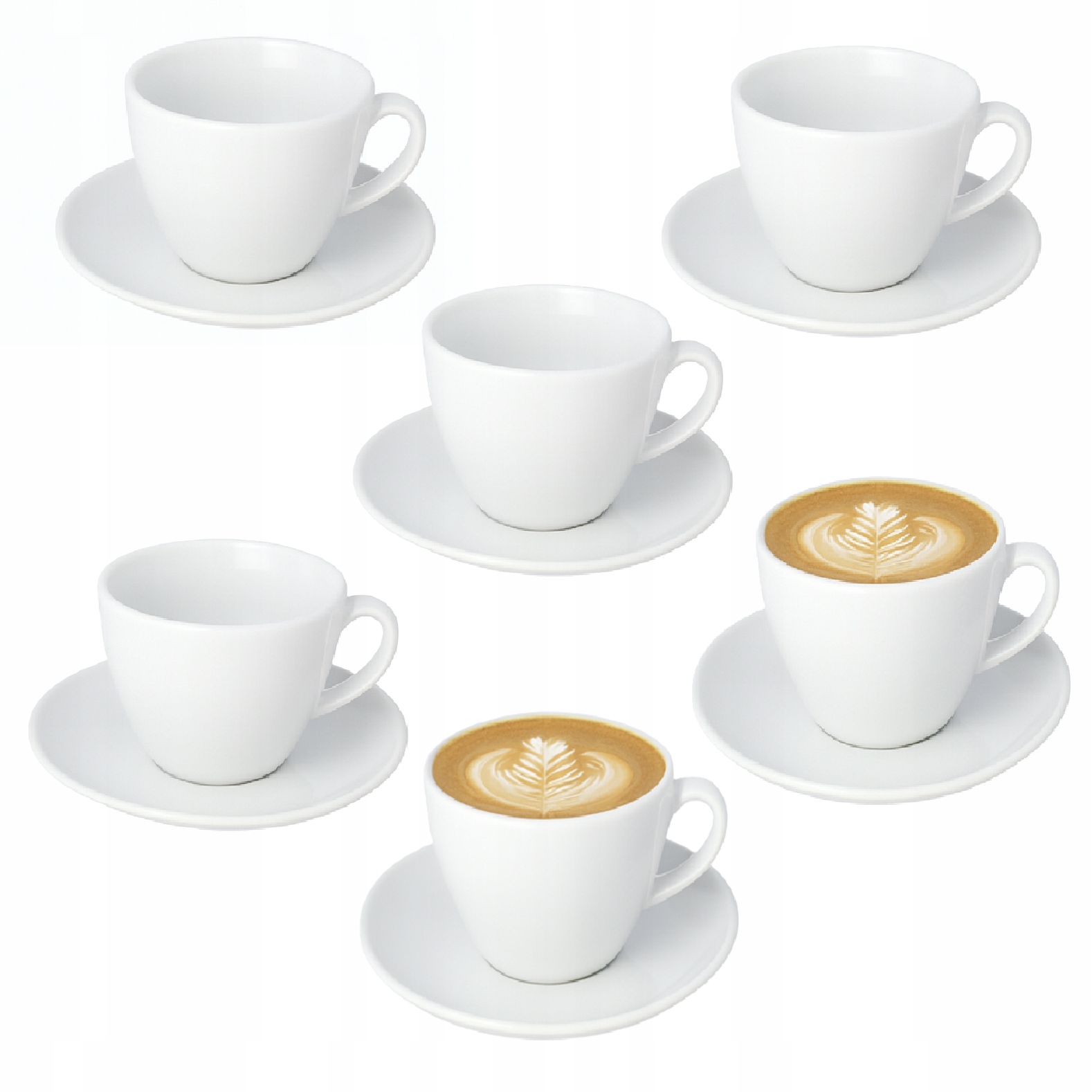 Sada 6 x Šálek Lubiana bílý 200 ml s podšálkem 14,5 cm Bistro/Nana