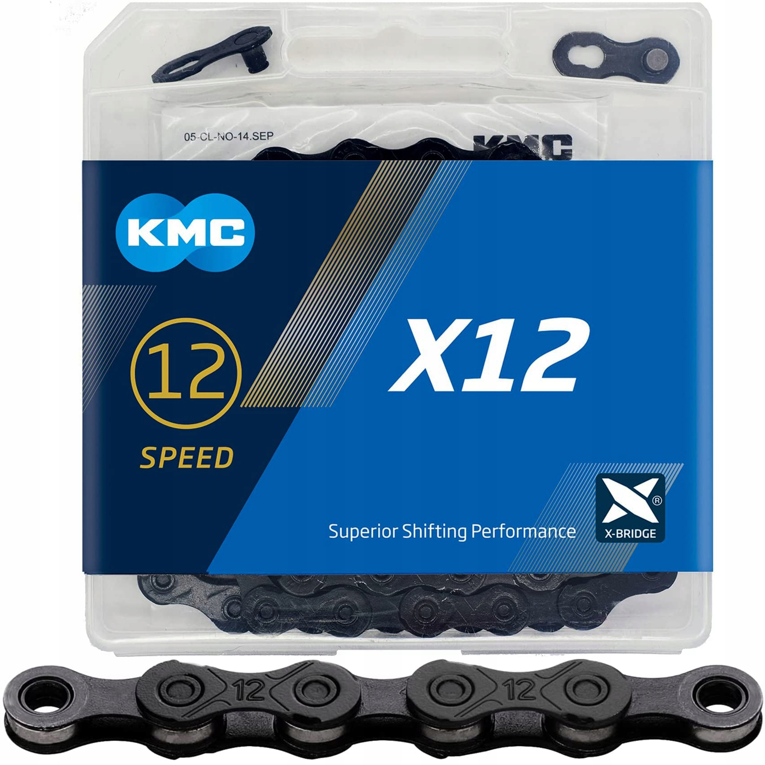 Łańcuch rowerowy Kmc X12 12 rz. Czarny Spinka Box