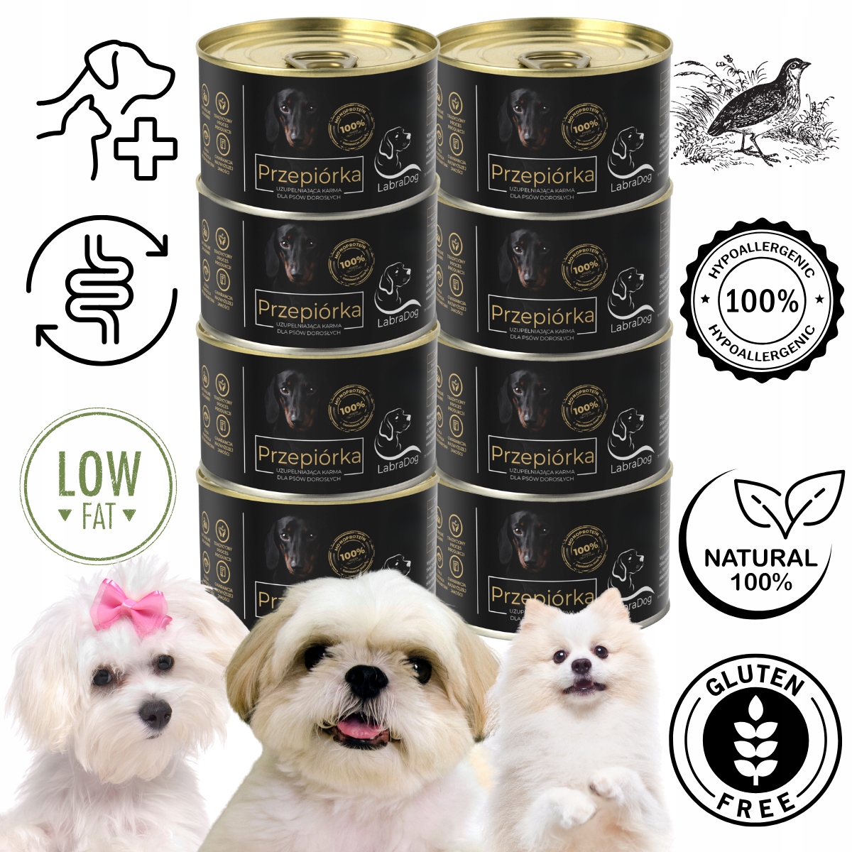 LabraDog Superfood Hypoalergiczna Przepiórka 100% dla Maltańczyka 8x200g