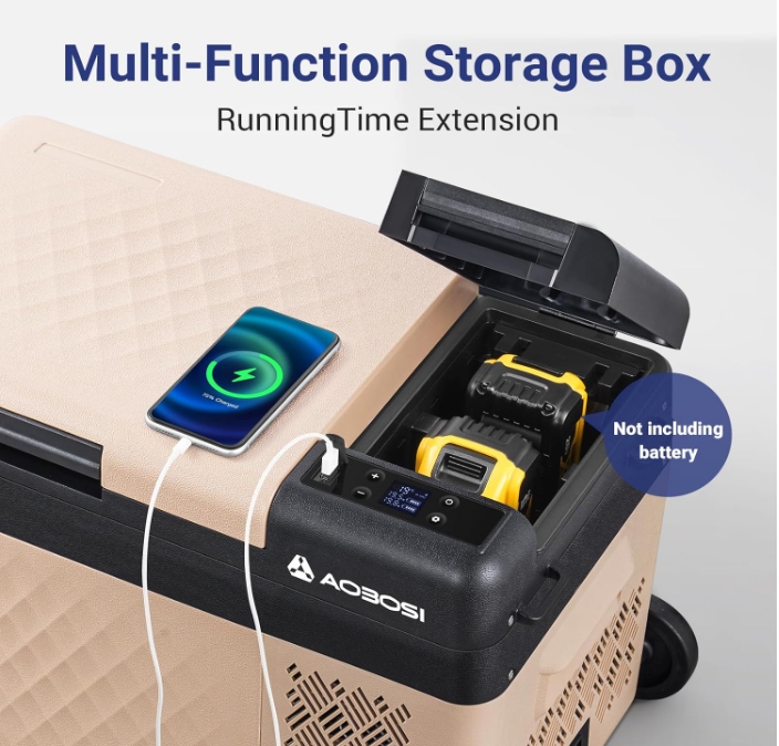 AAOBOSI Lodówka kempingowa 24 l, lodówka samochodowa ze sterowaniem APP Pojemność 24 l