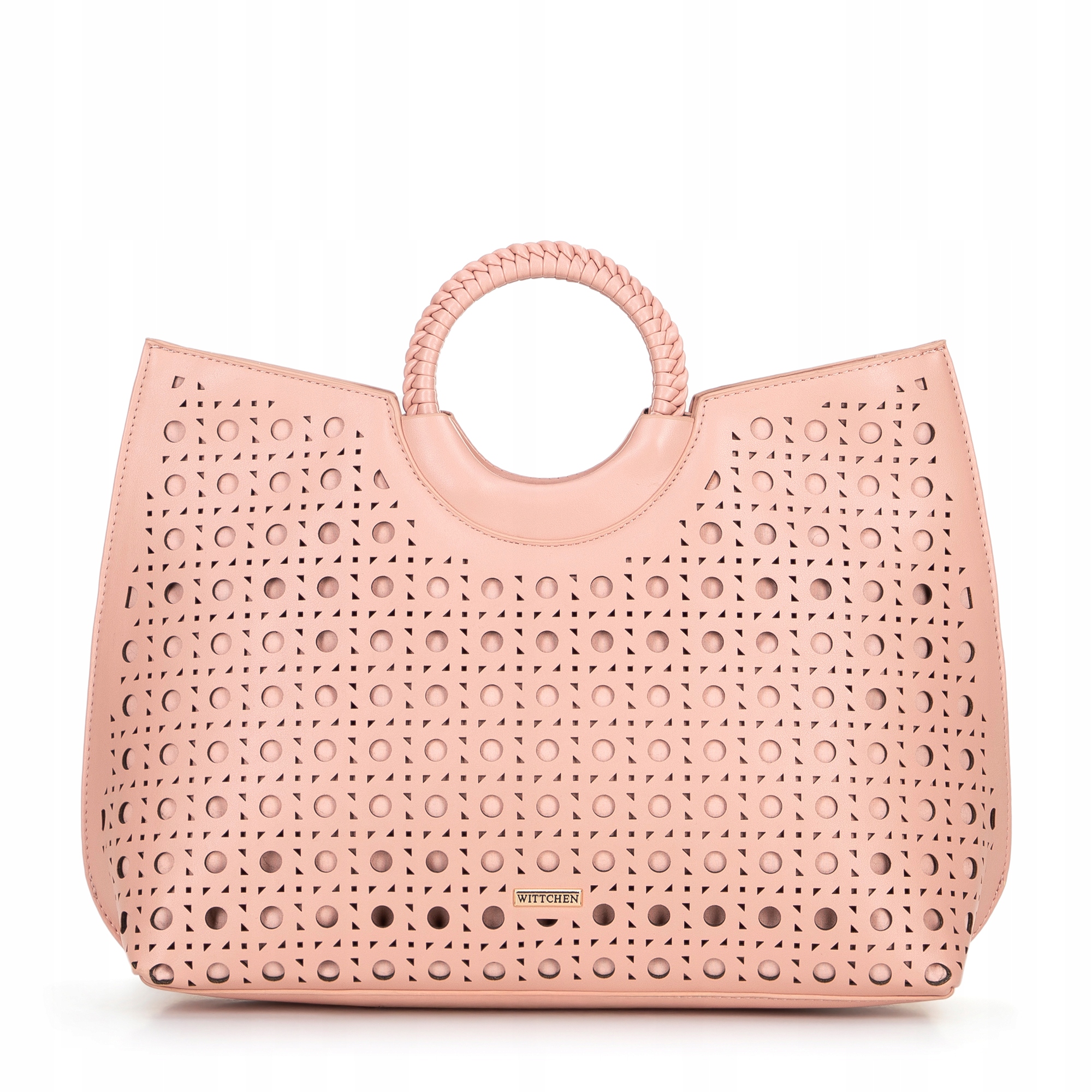 Růžová shopper kabelka s pletenými uchy Wittchen 100-4Y-204-P elegantní