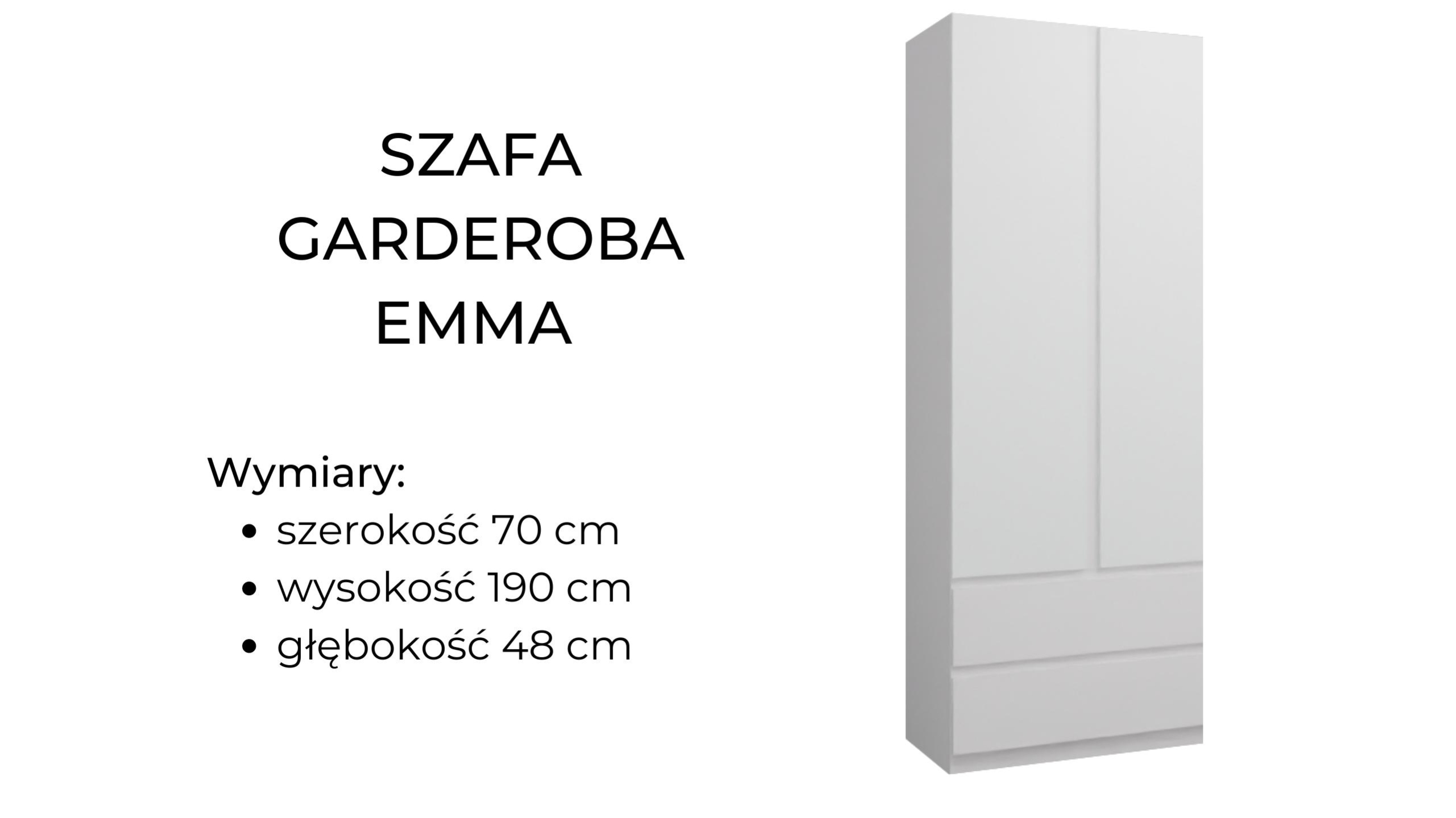 SZAFA GARDEROBA EMMA 70 cm + 2 SZUFLADY - BIAŁA Marka Wersso Meble
