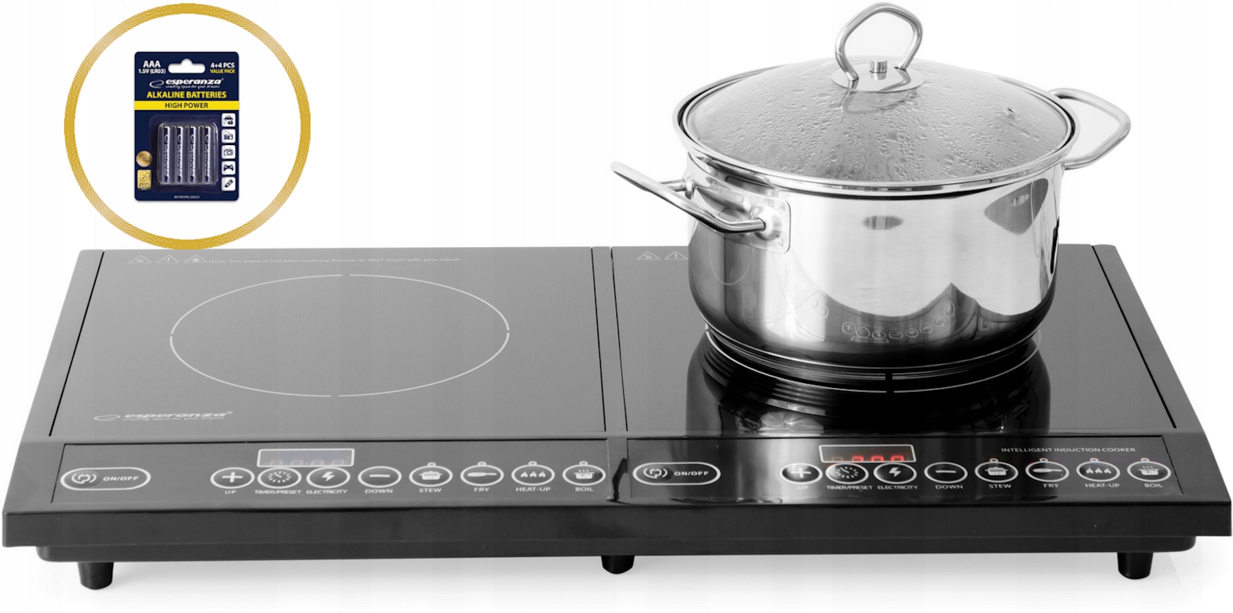 Kuchenka indukcyjna 2-palnikowa Wolnostojąca 4000W Energooszczędna