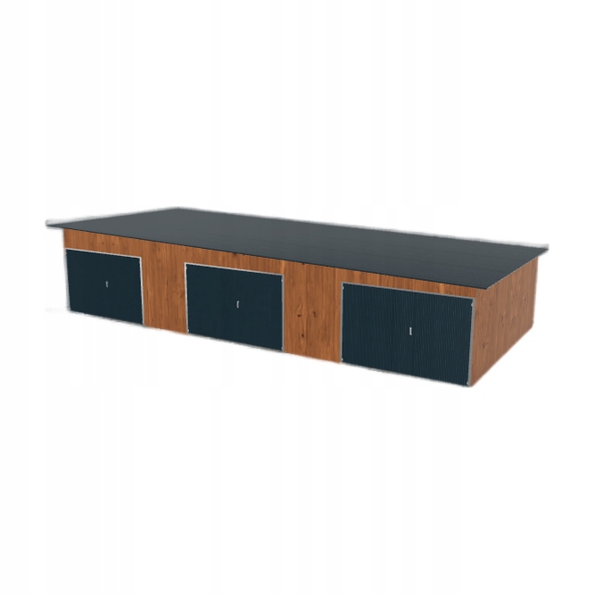 Plechová garáž 12x5.5 m s třípolohovým spádem vpravo Zlatý dub