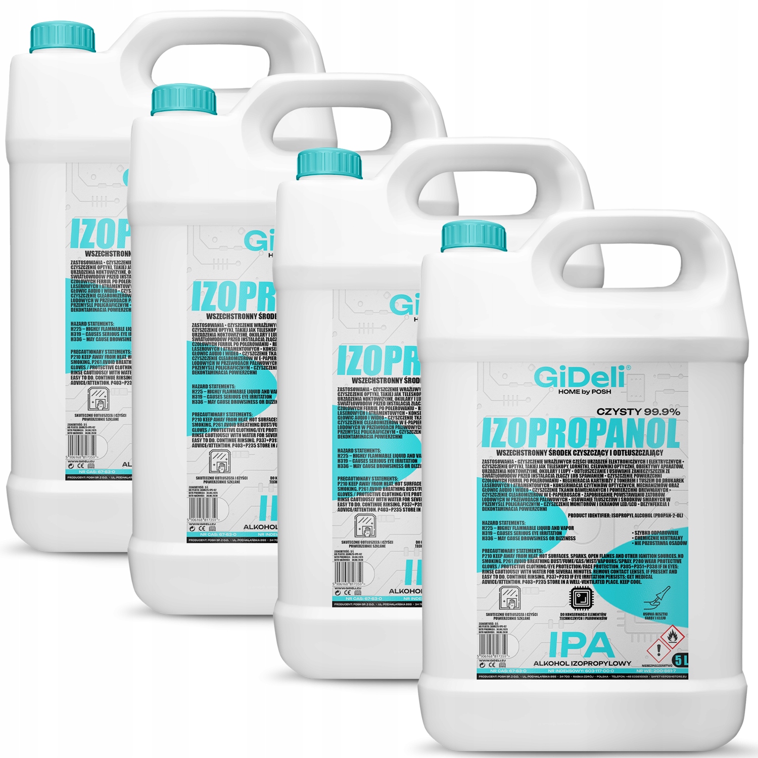 Isopropylalkohol 4x 5L GiDeli Ipa Isopropanol 99,9%