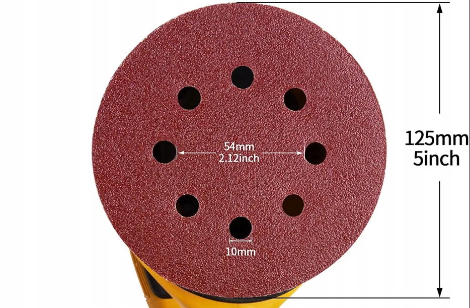 PAPIER ŚCIERNY NA RZEP 125mm P120 KRĄŻEK Z OTWORAMI SZLIFIERKI ZESTAW x100 Gradacja P120