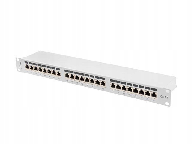 Lanberg Patch panel Lanberg 24 port 1U kat.6A ekranowany szary