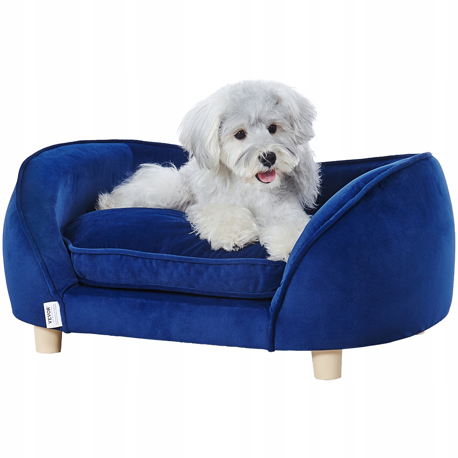 Levně Pohovka pro domácí mazlíčky, gauč pro psy a kočky střední velikosti, měkký sametový povrch, nosnost 37 kg, tmavě modrá