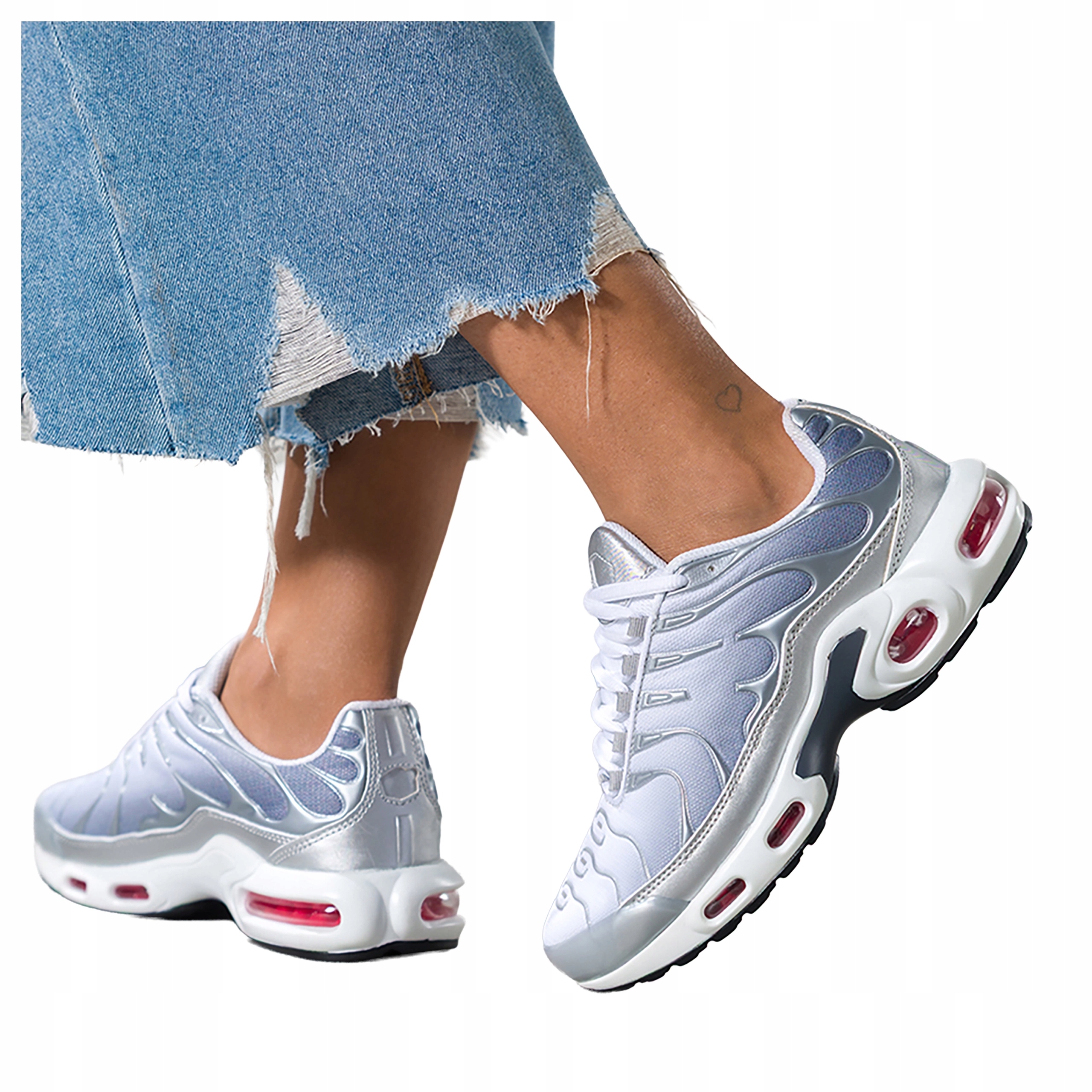 Sneakersy Stříbrné Dámské Sportovní Ozdobná Platforma Šněrovací Modní vel 37
