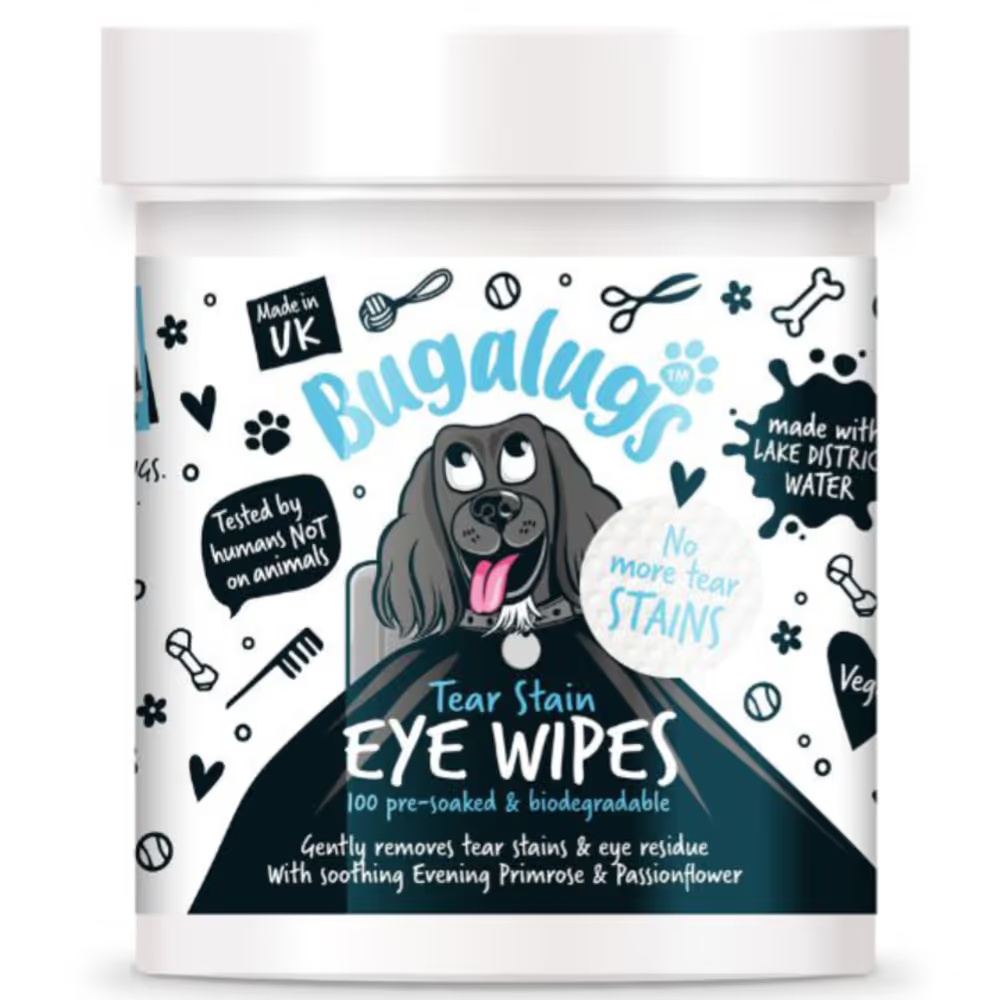 Levně Vatové tampony na čištění očního okolí psa Bugalugs Tear Stain Eye Wipes 100 Ks