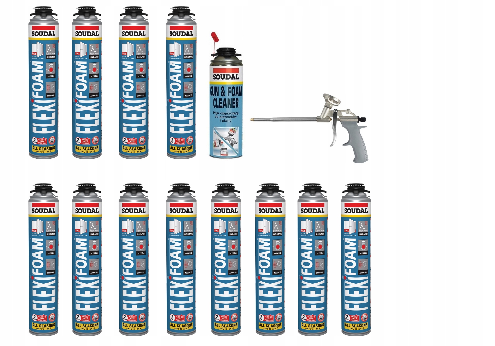 Soudal Pena Flexifoam 750 ml 118685 12 ks pištoľ čistič