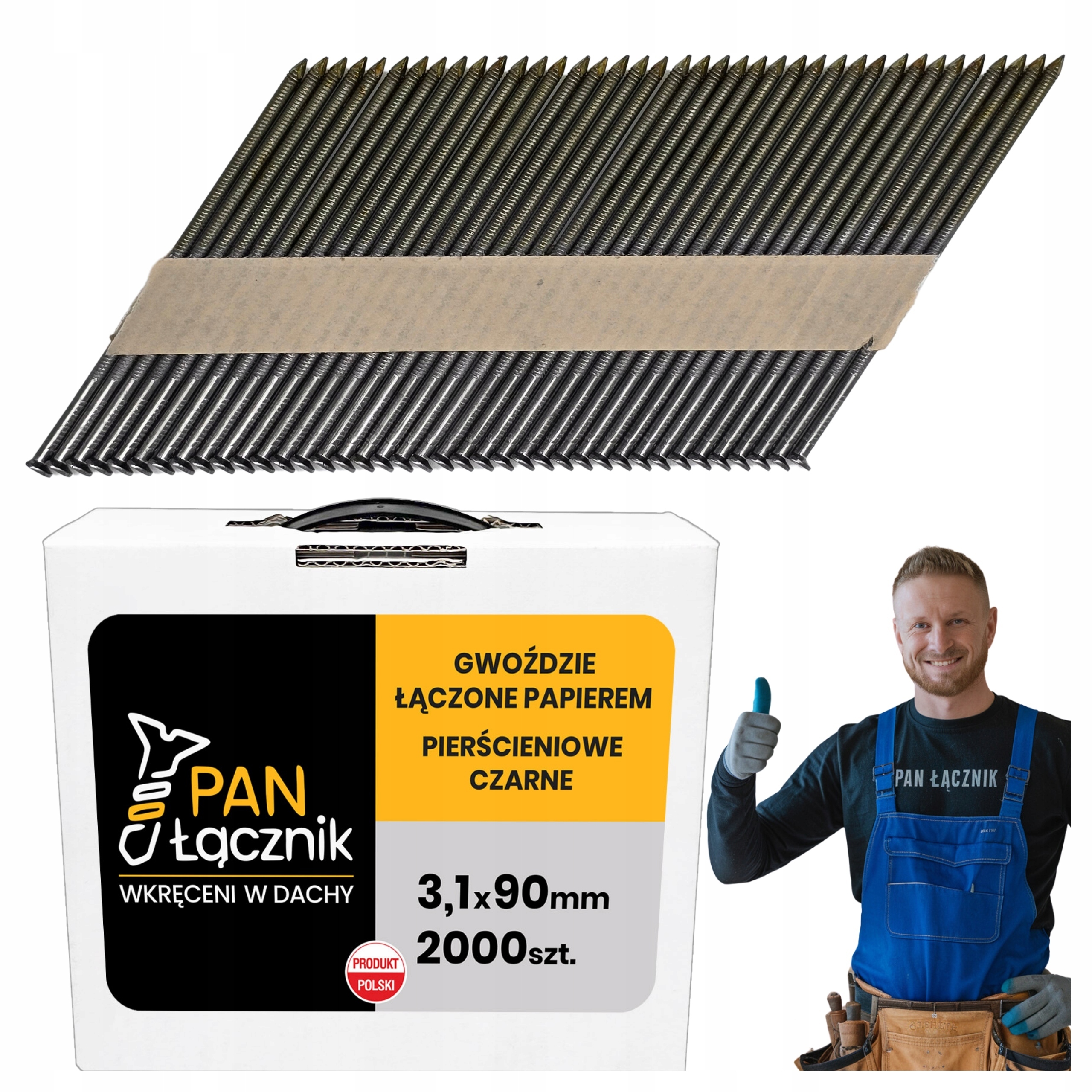 Gwoździe Do Gwoździarki Łączone Papierem 3,1x90 34° Pierścieniowe 2000szt