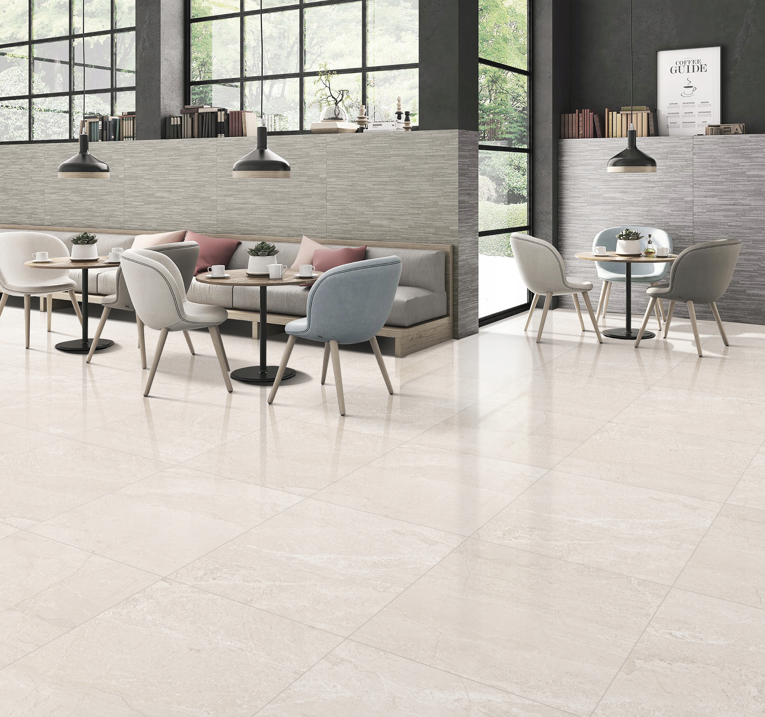 PŁYTKI PODŁOGOWE ŁAZIENKOWE ŚCIENNE GRES KAMIEŃ HOMES IVORY 60x60 POŁYSK Typ gres