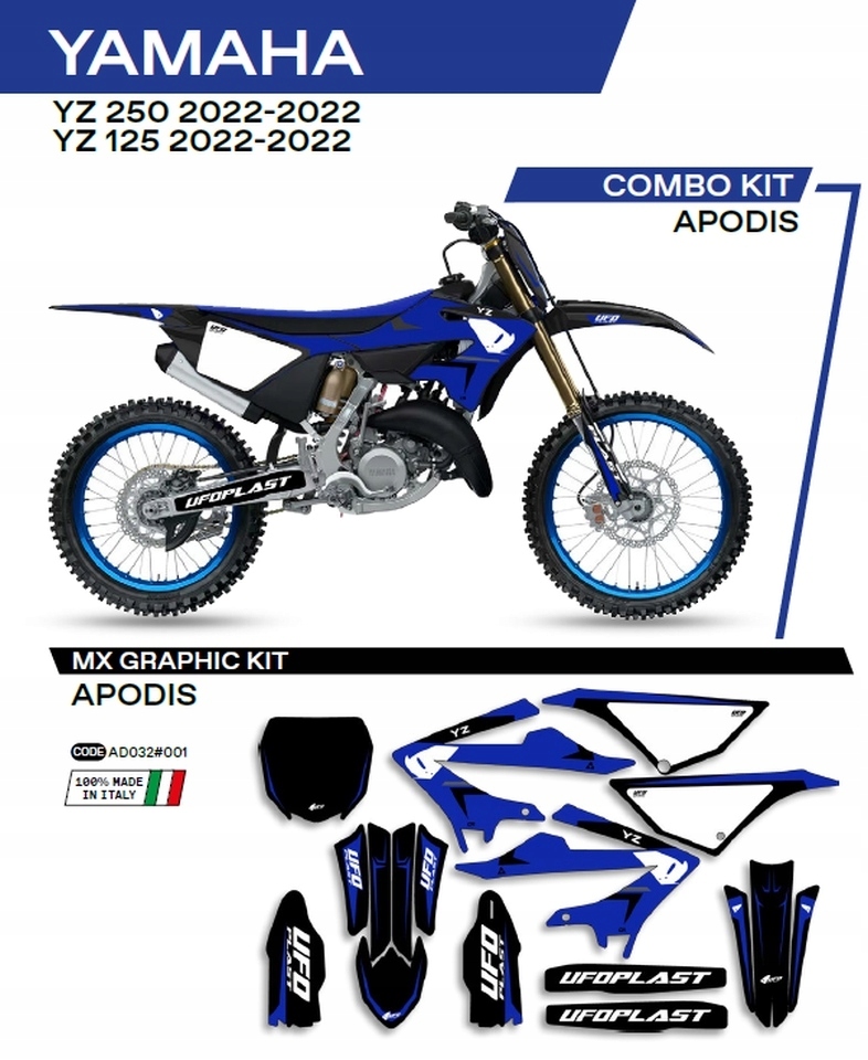 Ufo Sada Nálepiek (oklein) Yamaha Yz 125/250 '22 Apodis Farba Čierna W