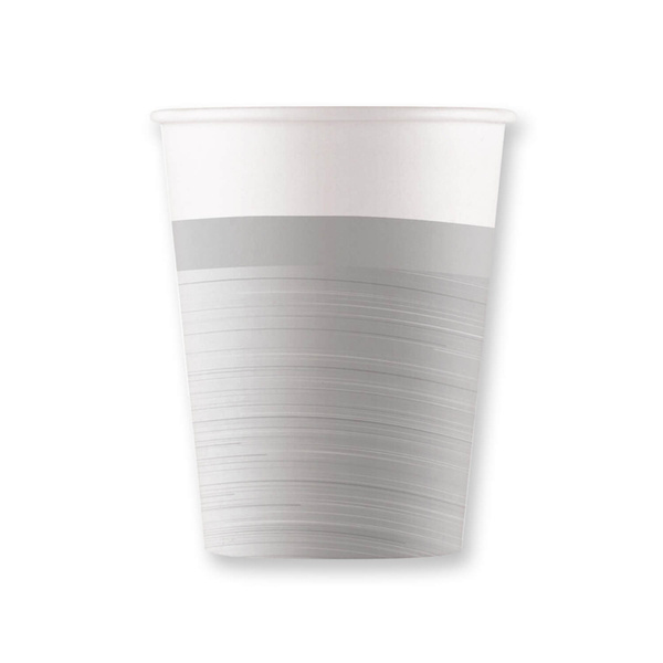 KUBECZKI PAPIEROWE SREBRNE URODZINY 200 ML 8 SZT