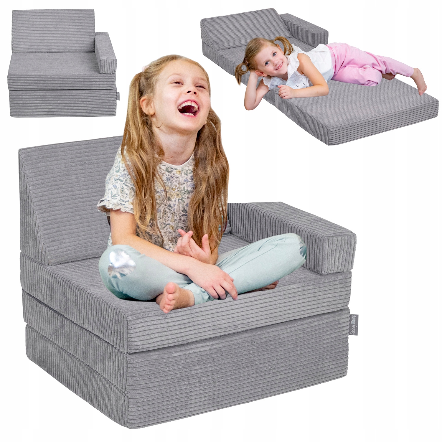KiddyMoon Fotel Materac składany piankowe 70x55x30/60 KFM-700 ciemnoszary