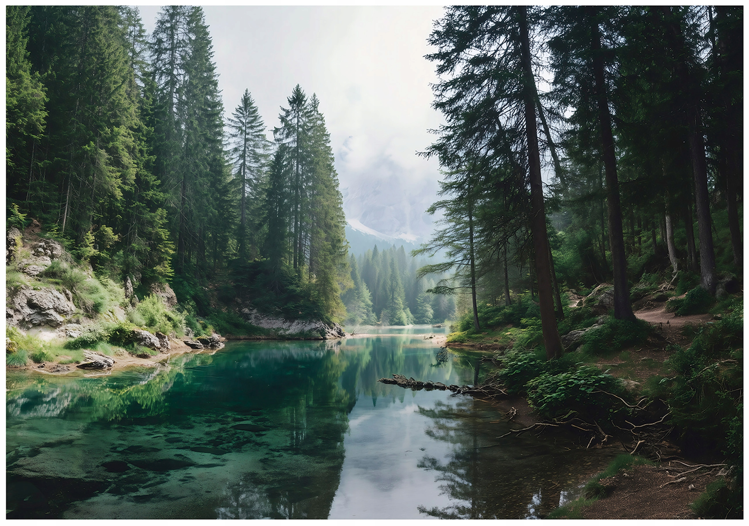 Fototapeta Les Řeka Příroda Krajina Stromy Vánoční Stromky Zelený Pohled 200x140