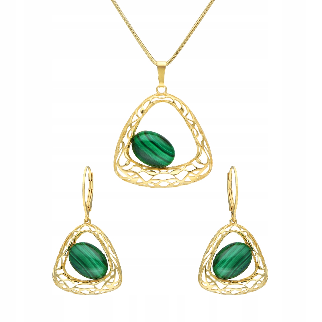 Komplet s přírodním malachitem, stříbro