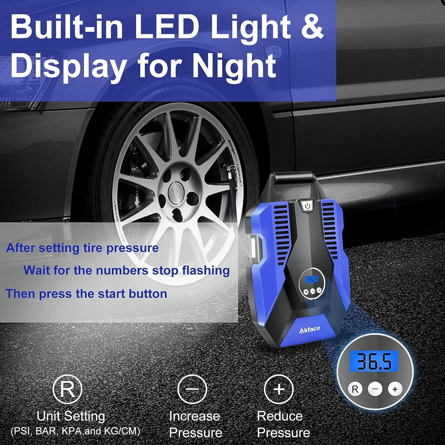 SPRĘŻARKA PRZENOŚNA POMPOWANIE OPON KOMPRESOR Marka Akface