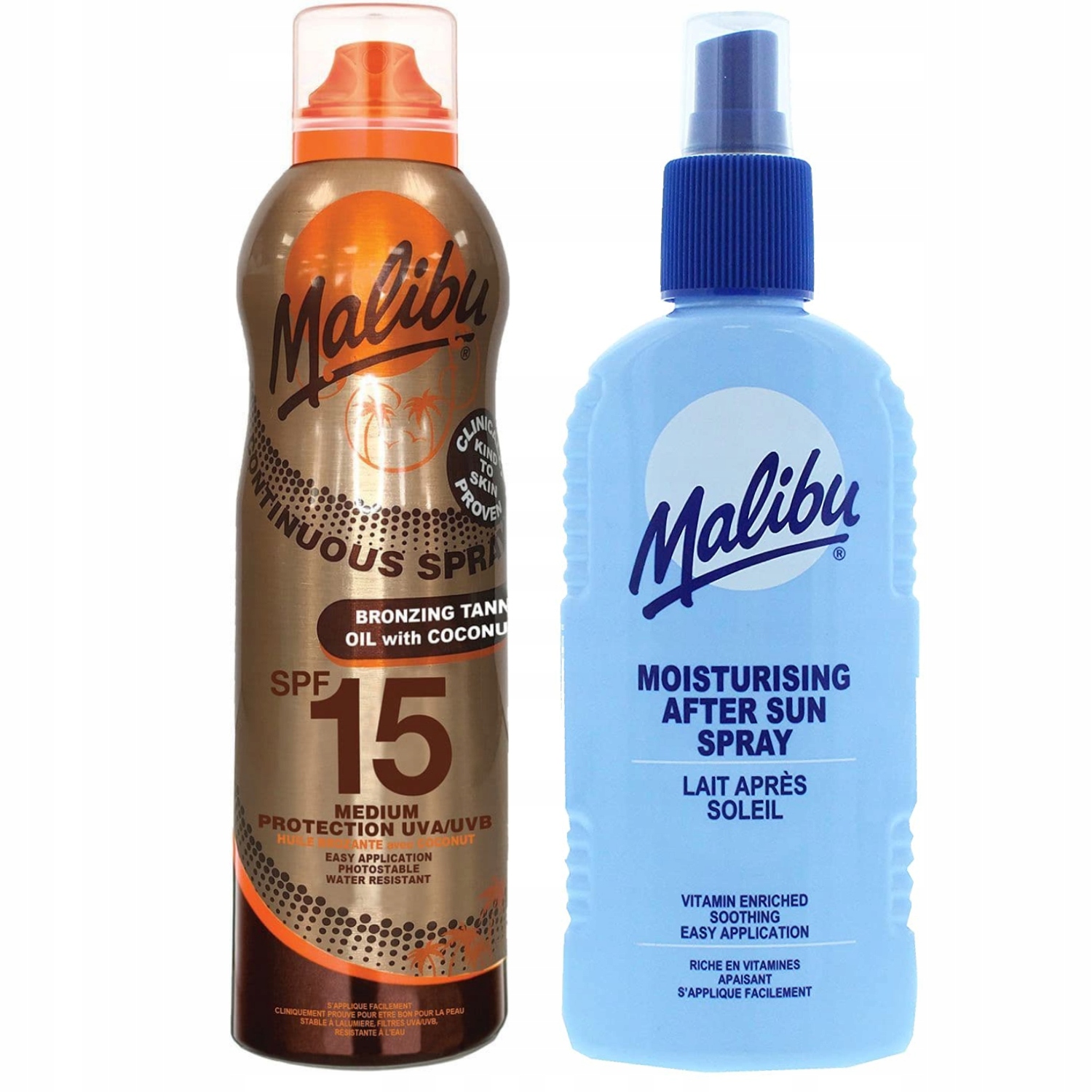 Malibu SPF15 Kokosový olej 175 Ml balzám Ve Spreji po opalování 200 Ml