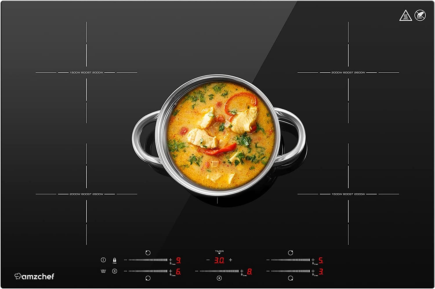 Amzchef YL-IF7226S Płyta indukcyjna do zabudowy 5strefowa z boosterem 7400W