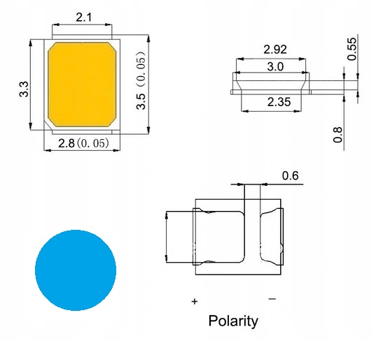 

Art Diody Led SMD-2835 Ultra Blue Cena za 10szt