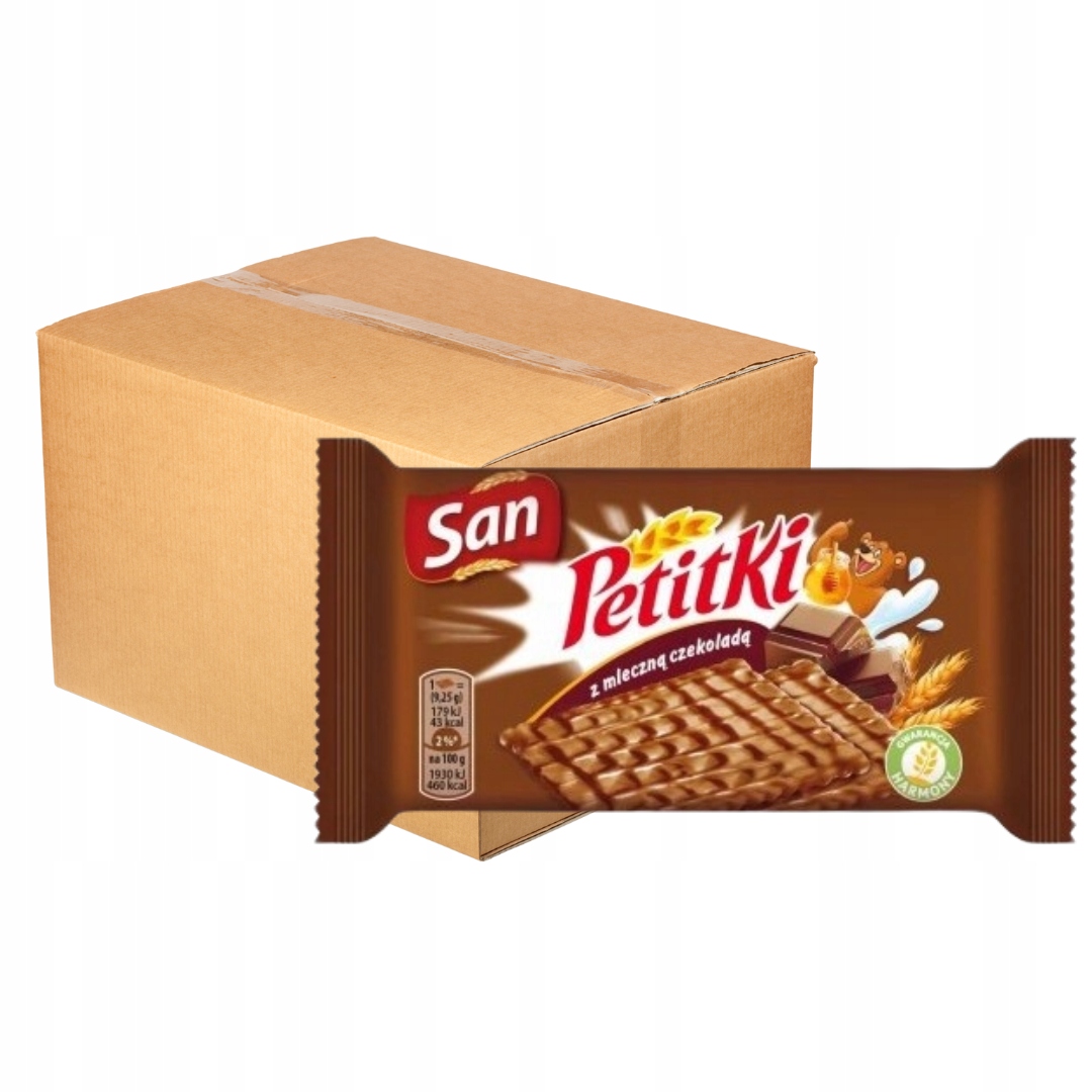 Levně San Petitki Sušenky s mléčnou čokoládou 37 g x 32 kusů