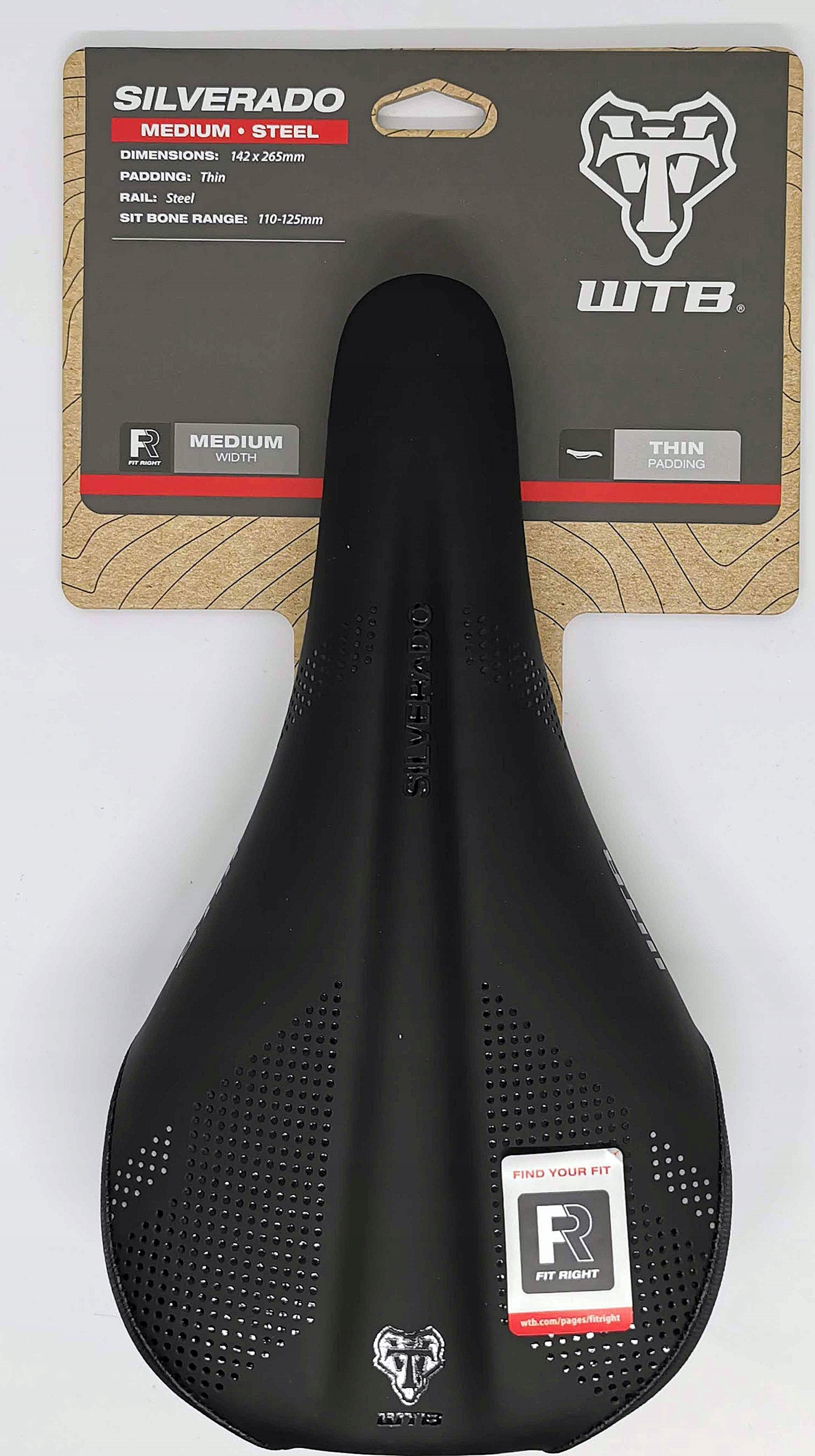 Wtb Silverado Steel Medium Cyklistické sedlo 142 x 265 mm Mikrovlákno 313 g.