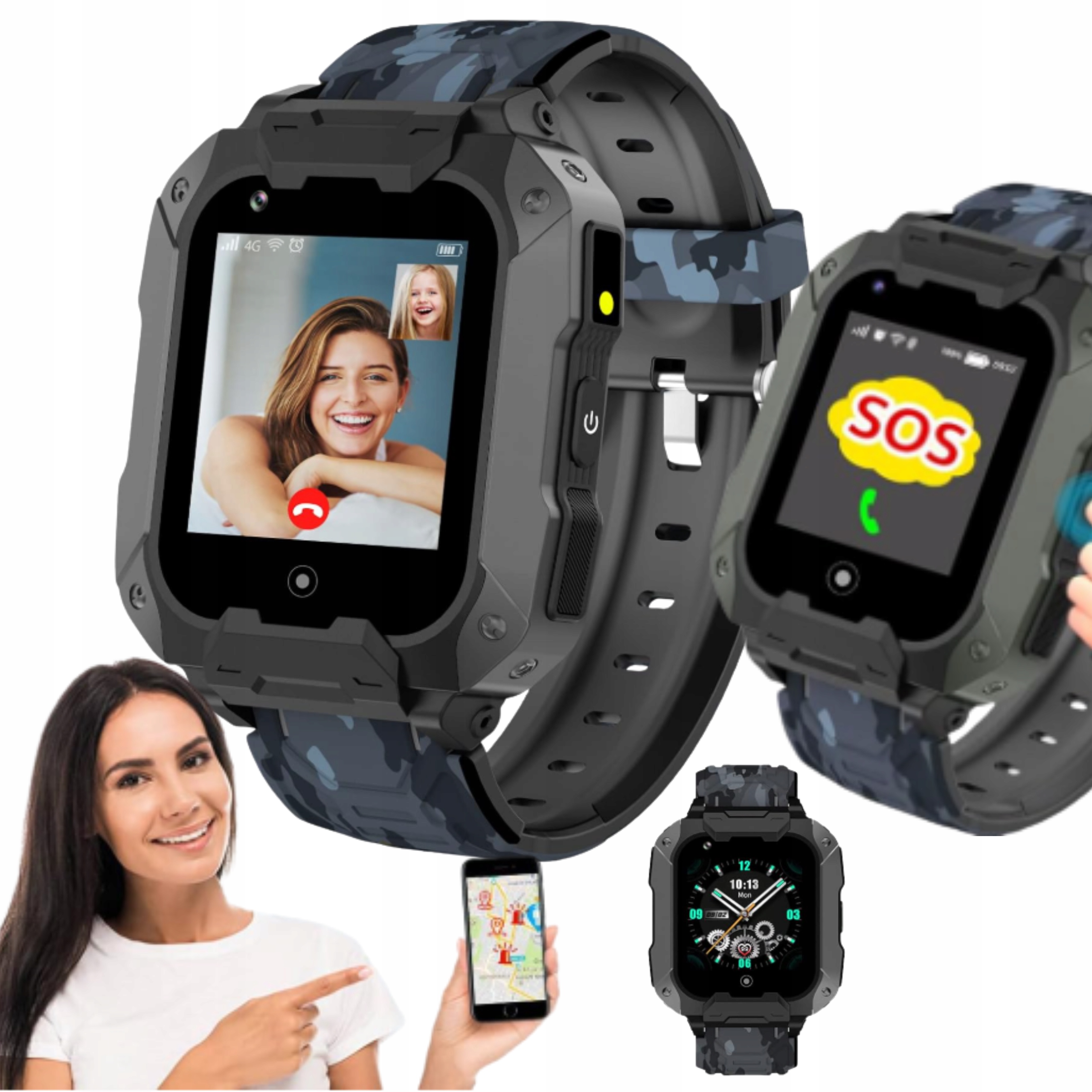 Zegarek Smartwatch dla Dzieci na kartę Sim Gps Śledzenie Video Rozmowy Pl