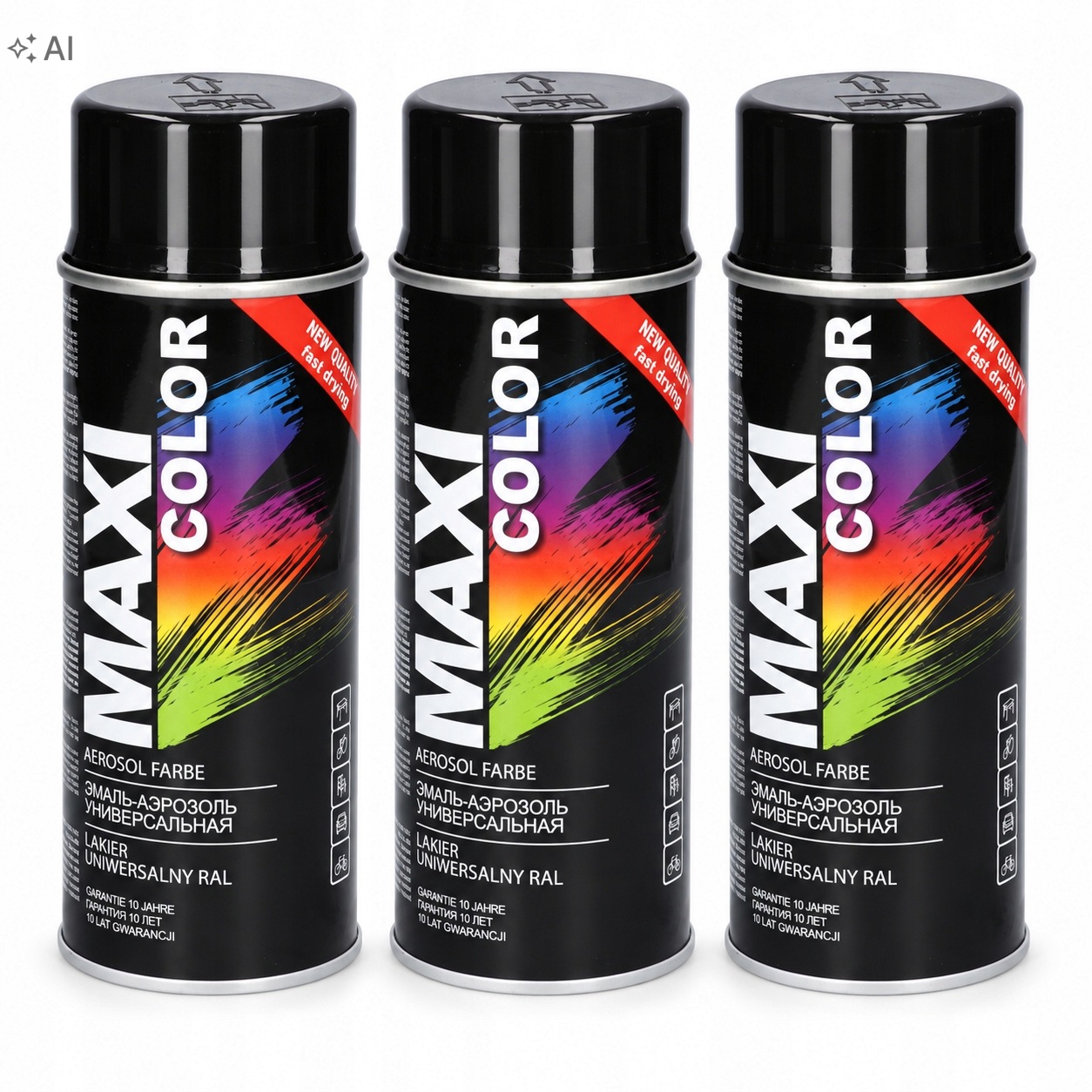 Lakier Maxi Color Ral 9005 czarny połysk spray 3x400 ml